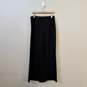Frank Lyman design wide leg stretchy black grey pinstripe trouser pants